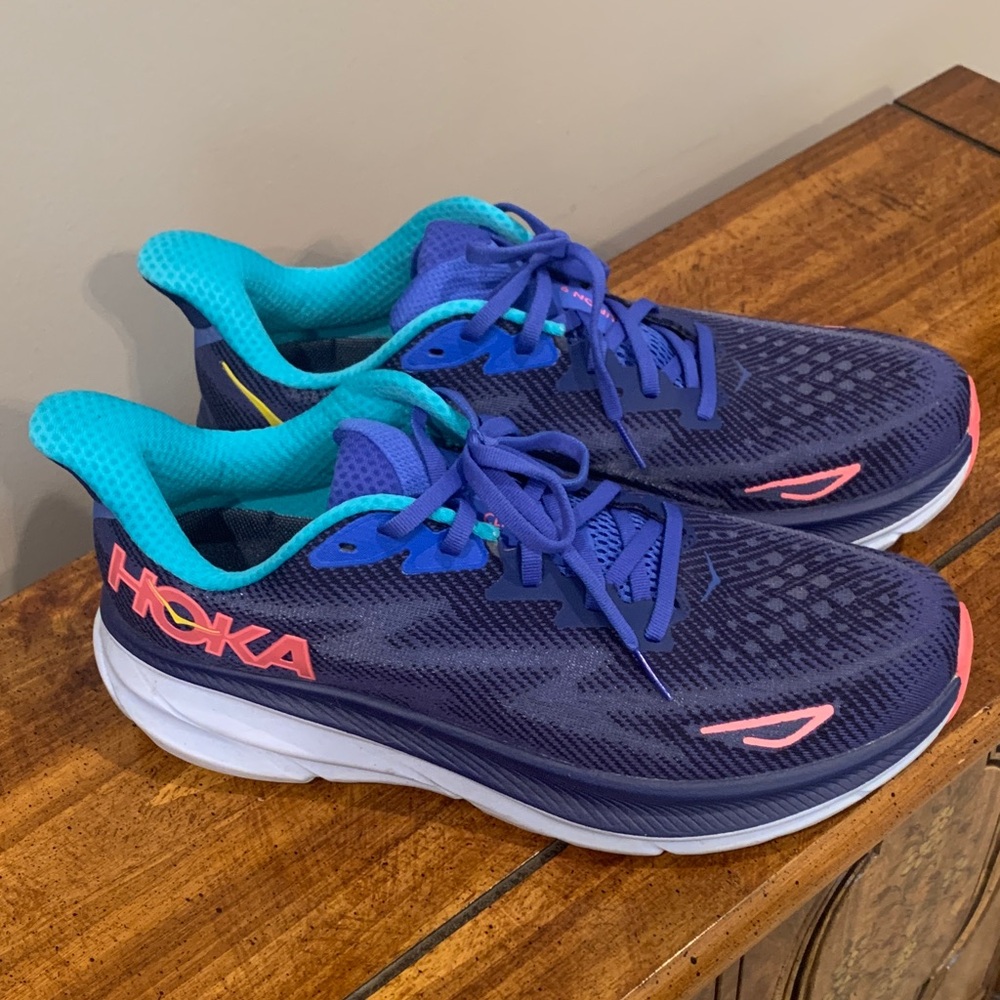 Hoka Navy and Teal Athletic Shoes